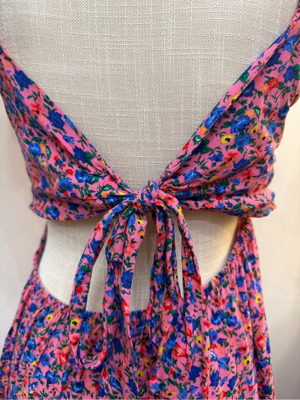 Pink Floral High-Low Women's Dress - Picture 4 of 6
